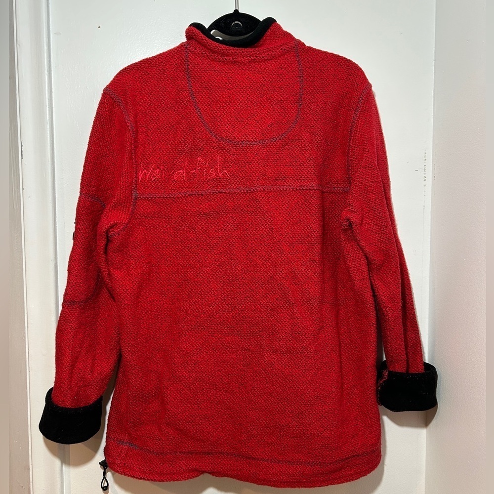 Weird fish Red texture fleece 1/4 zip Jacket size L - Picture 10 of 10